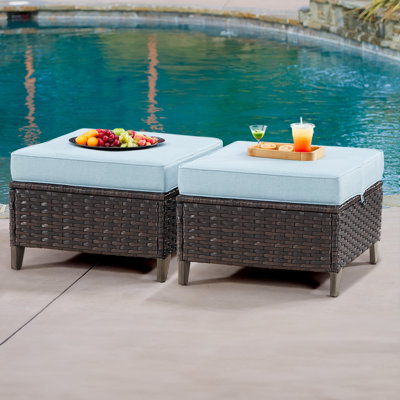 Bartek Outdoor Ottoman with Cushion （Set of 2）