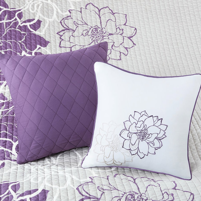 Courtepointe réversible en coton, teinte mauve, lit double / grand avec tissage croisé riche,, Mauve