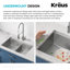 Évier de cuisine à double cuve en acier inoxydable de calibre 16 KRAUS Kore ™