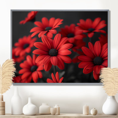 Monochromes rouges et noirs marguerites photo II - marguerites murales salon d'art