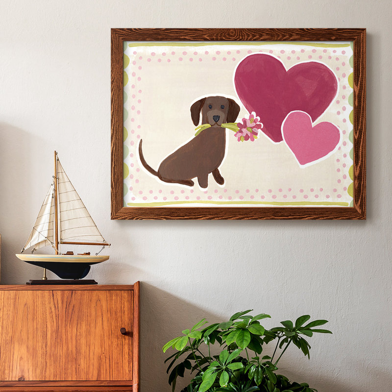 Dachshund Delight Collection, peinture sur toile encadrée, H 22 po x l 32 po x P 1,5 po, Érable