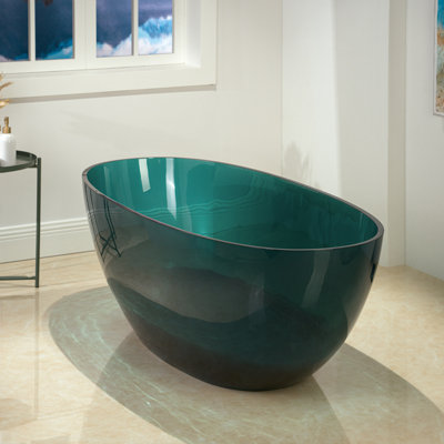 Baignoire de trempage autoportante transparente en résine de pierre 65-3 / 8 "X 29-1 / 8"