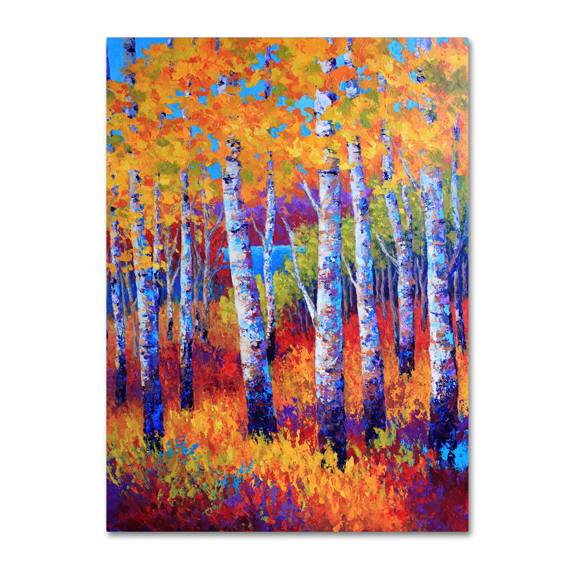 Vibrant Autumn Birch Trees Landscape Canvas Art