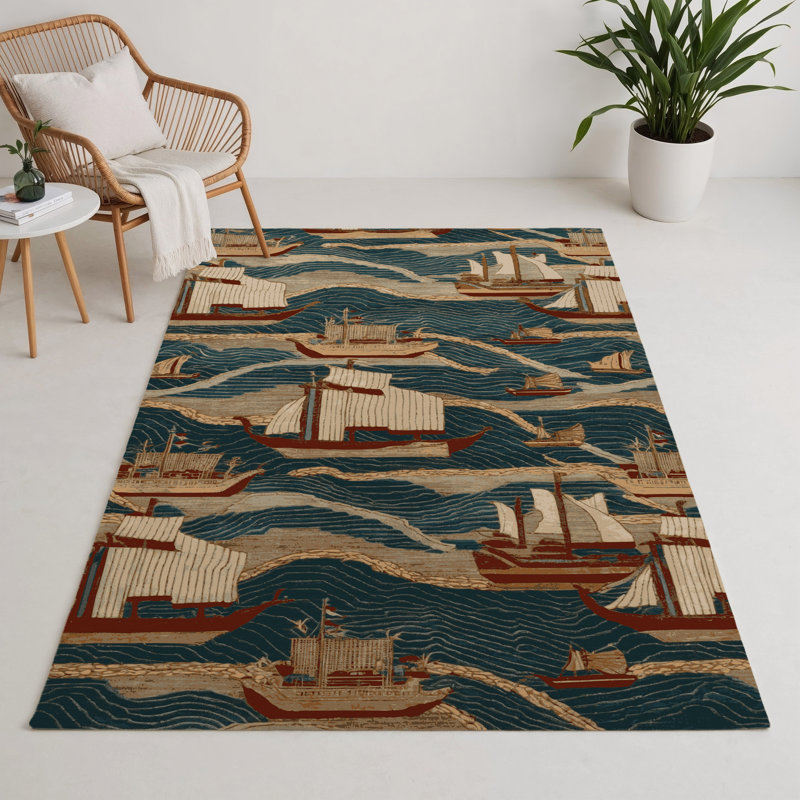 Tapis noir intérieur et extérieur ArtDeco, Rectangulaire 3 pi x 5 pi