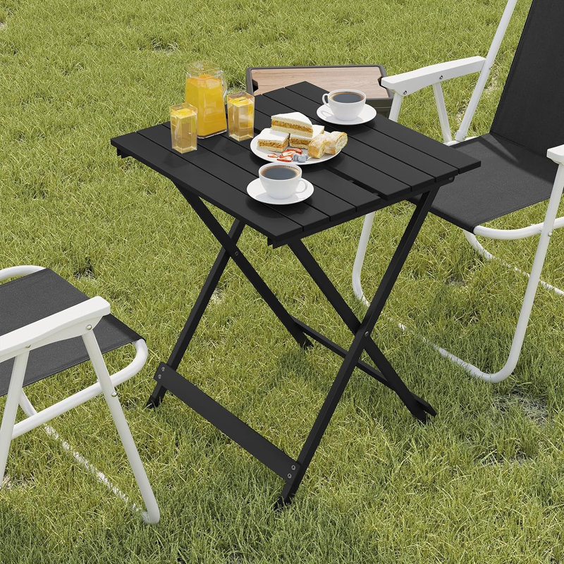 Washingtonville Rectangular Metal Folding Outdoor Camping Table , 50.5cm cm W 47cm cm D, Black