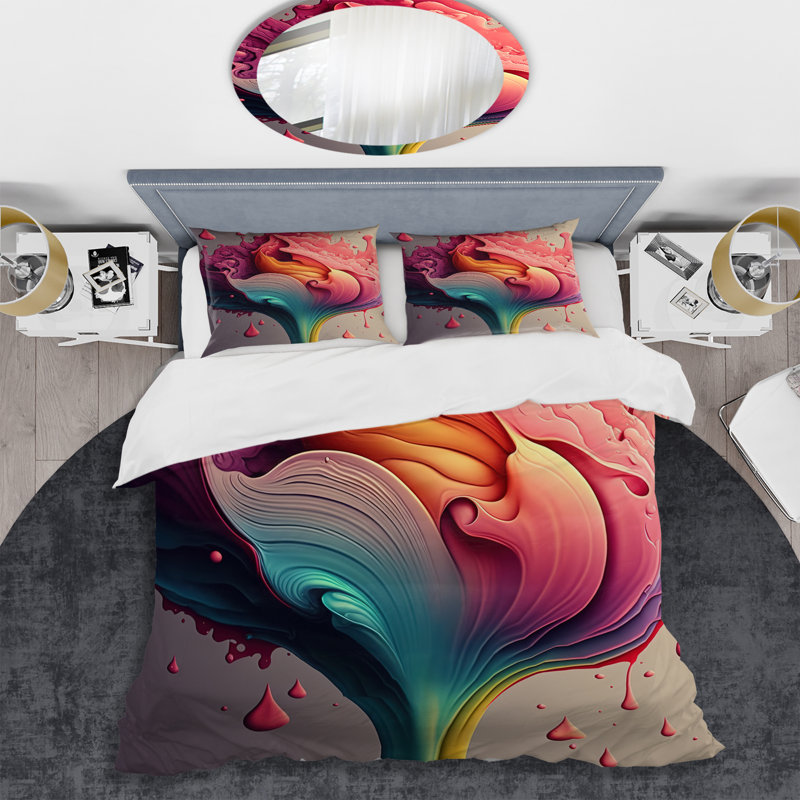 Multicolore encre liquide tulipe fleurs I - ensemble de housse de couette tulipe floral - polyester microfibre