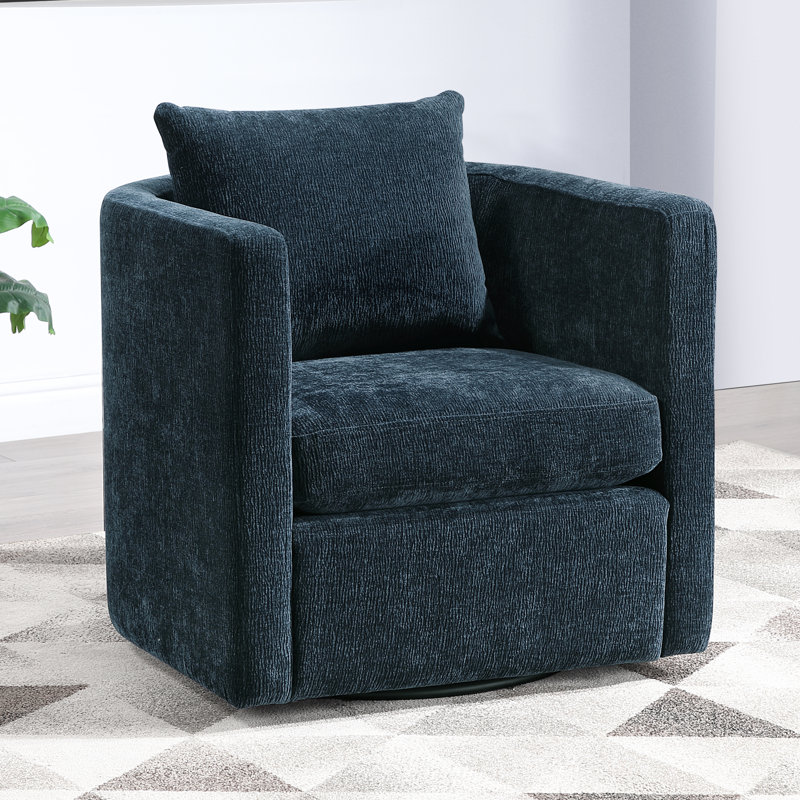 Fauteuil demi-tonneau Fran, Polyester bleu