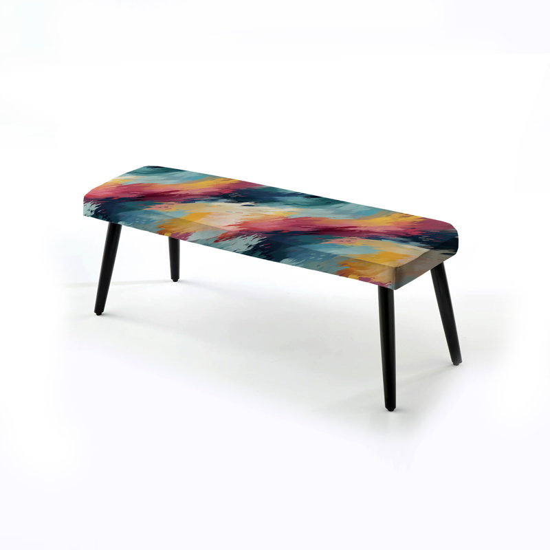 Contemporary Artistry Motif à chevrons - Banc noir rembourré abstrait