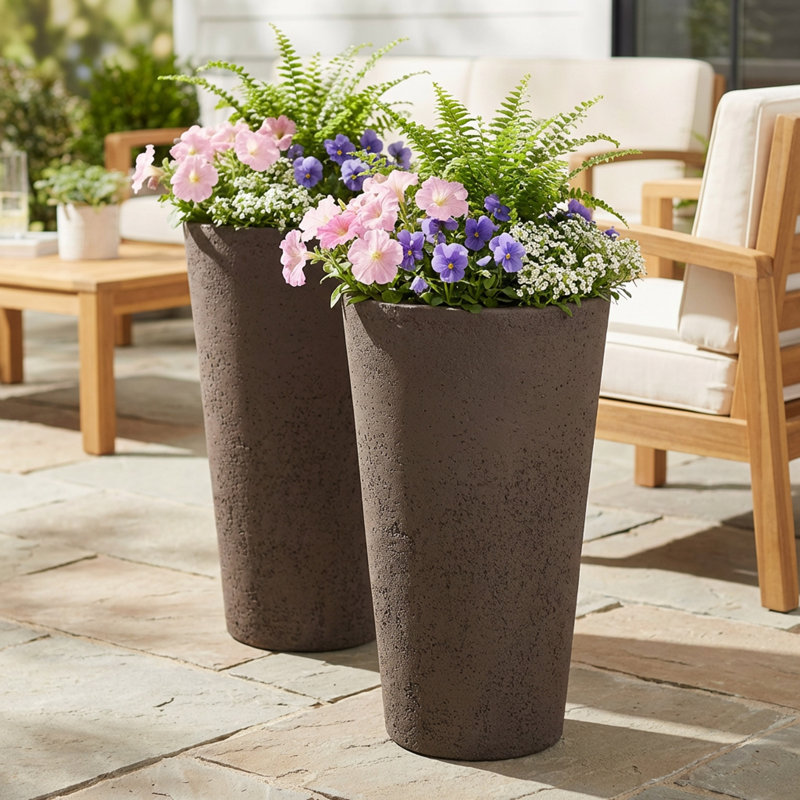Grand pot de fleurs Crete, Brun