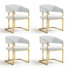 Modern 22" Seat Wide Metal Frame Chenille Upholstered Armchair Dining Chair Set of 4 (White)