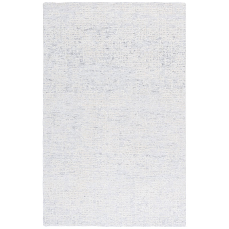 Ebony Hand Tufted Wool;Cotton No Pattern Rug, Square 6'