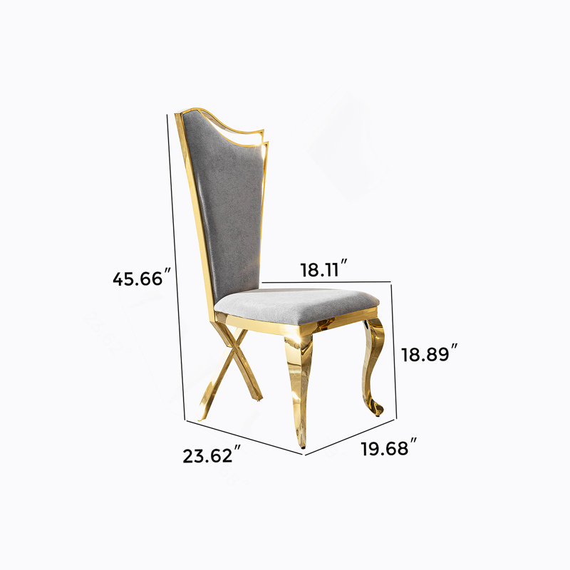 Chaises de salle à manger en acier inoxydable et polyuréthane profilées, ensemble de 2, 2