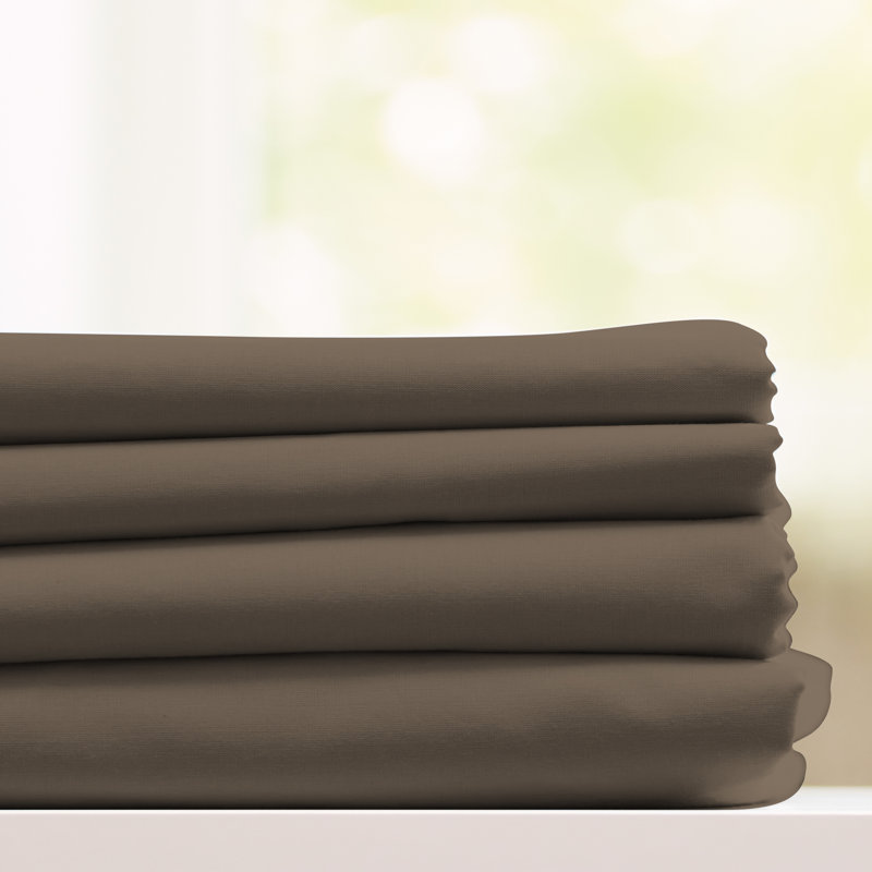 Luxury Hotel Microfiber Sheet Set, Taupe, Twin Sheet Set + Fitted Sheet + 1 Pillowcase