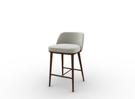 Foyer Stool With Padded Seat And Wooden Base_Bergen, Walnut, Sand