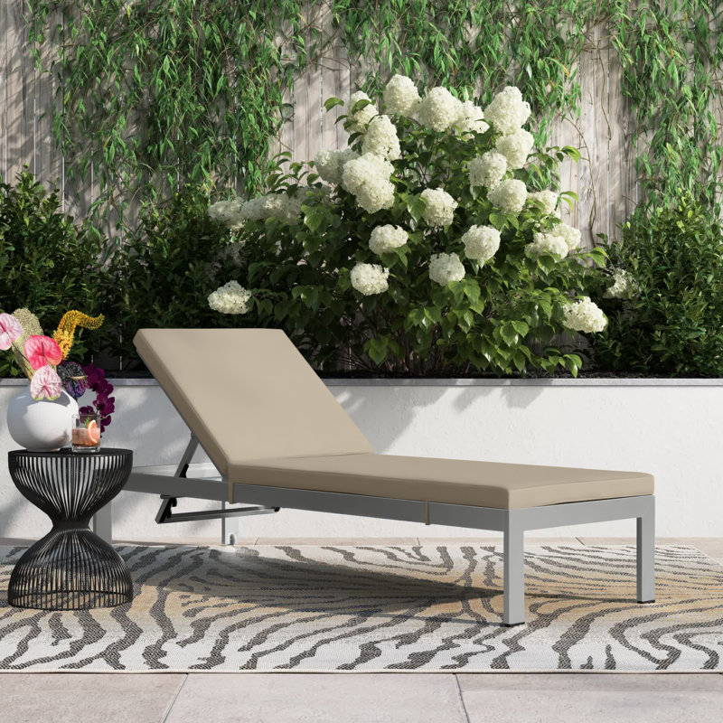Shore Outdoor Patio Aluminum Chaise with Cushions, Beige
