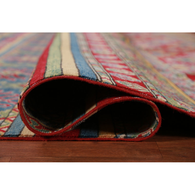 Tapis oriental en laine rayé Kazak