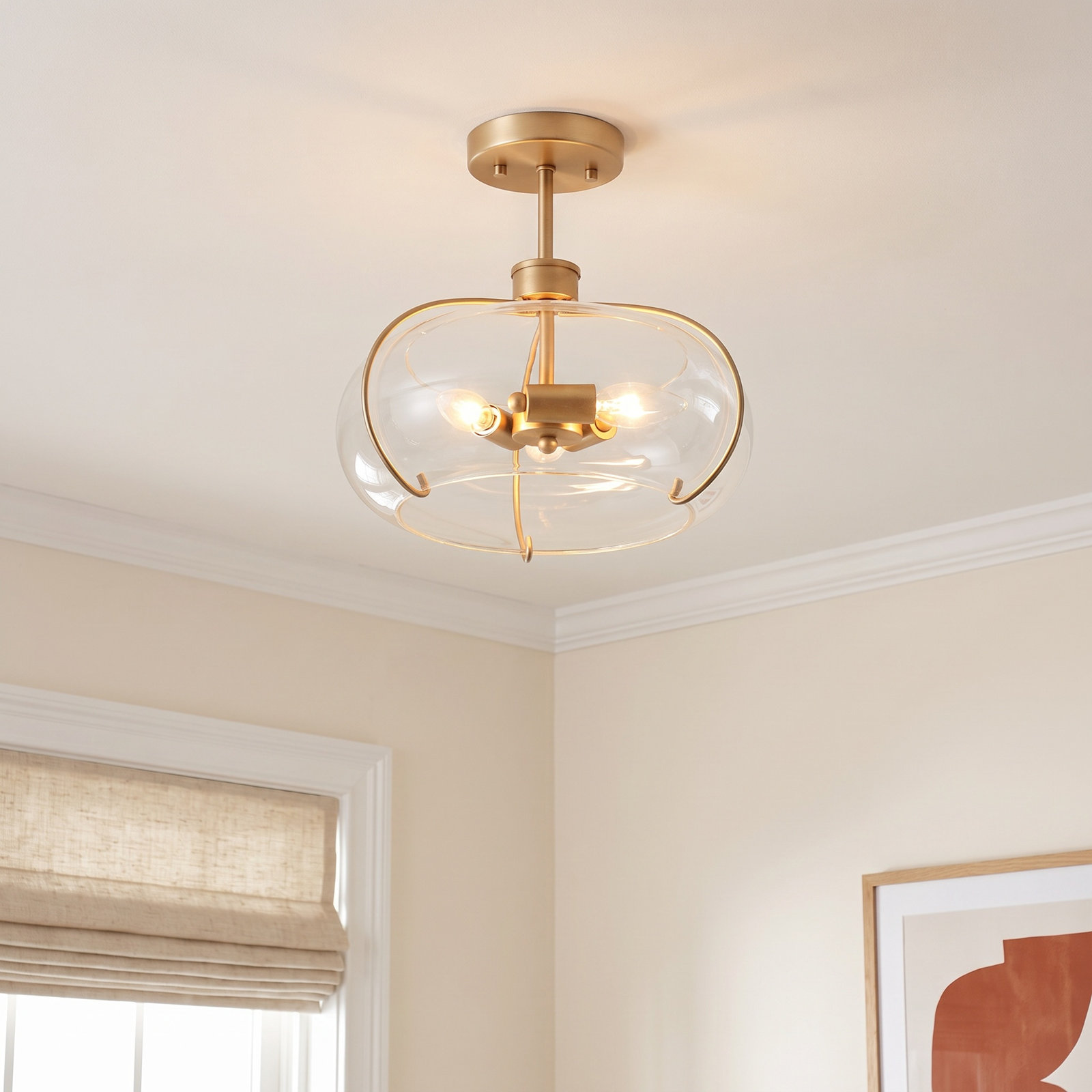1-Light 12’’ W Glam Flush Mount
