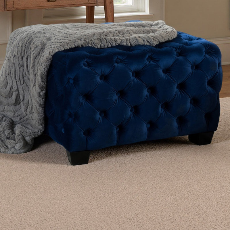 29X29X18.25 Tufted Solid Color Standard Ottoman, Navy