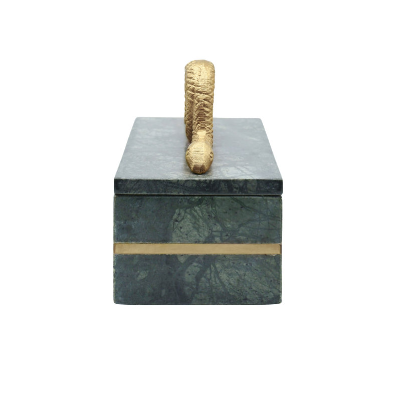 Green Marble and Metal Decorative Storage Box