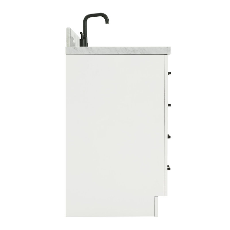 ARIEL HEPBURN 37 IN RIGHT OFFSET RECTANGULAR SINK VANITY 1,5 IN, White, Rectangular, Left