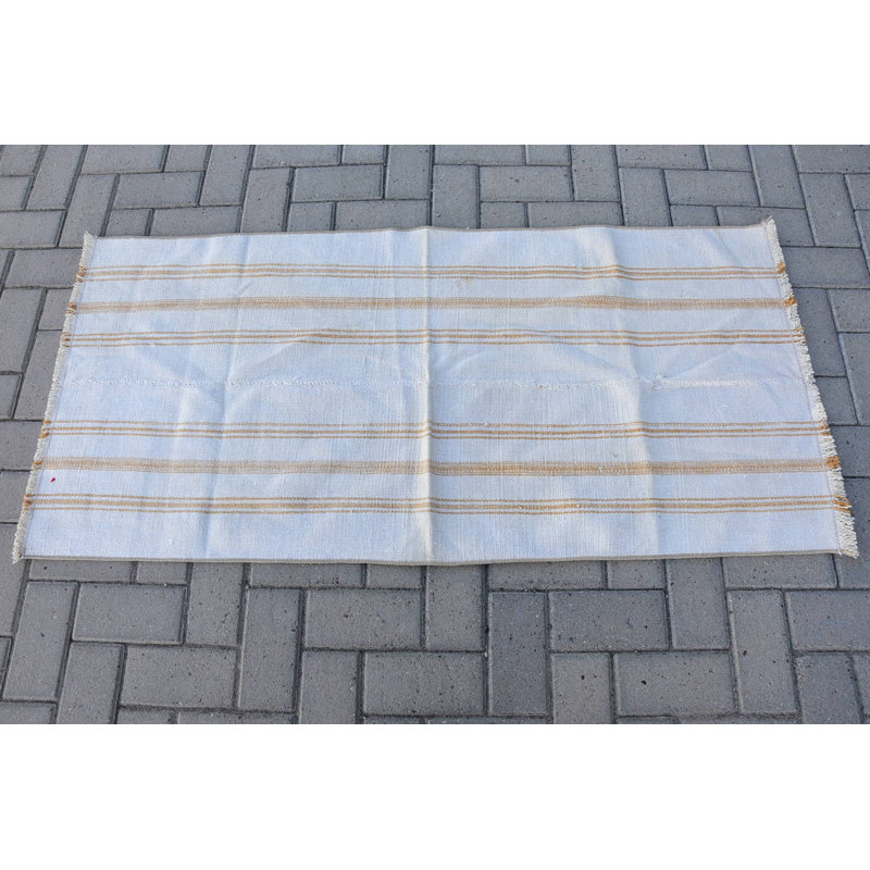 Tapis turcs, tapis de chambre à coucher, tapis frais, tapis bohémiens beiges, petit tapis 2,2 x 4,8 pi, kilim, tapis rétro