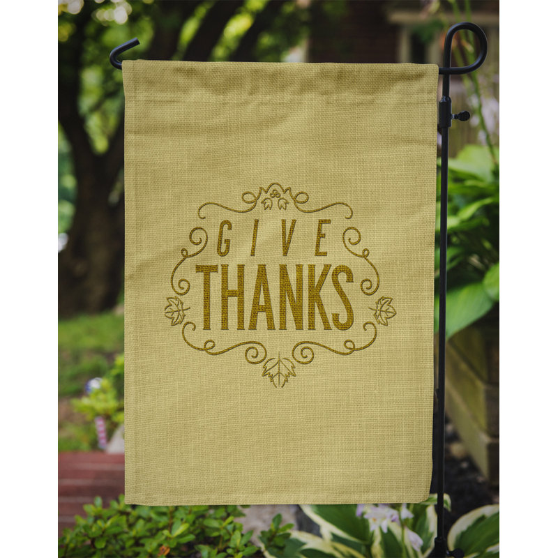 Polyester à 2 côtés 15 x 11 po drapeau de jardin Give Thanks