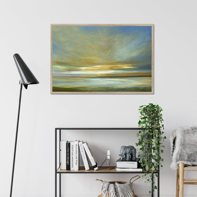 Light On The Dunes by Sheila Finch - Painting, 65cm H x 95cm W, Natural Wood Framed Paper Print