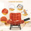  2 pièces Chaise berçante Papasan avec repose-pieds, chaise Papasan surdimensionnée avec coussin épais amovible et structure en métal, chaises longues