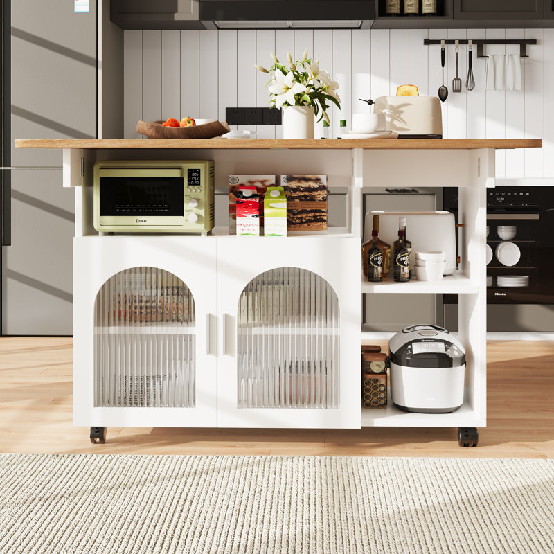 120 cm W Kitchen Island with Top, White