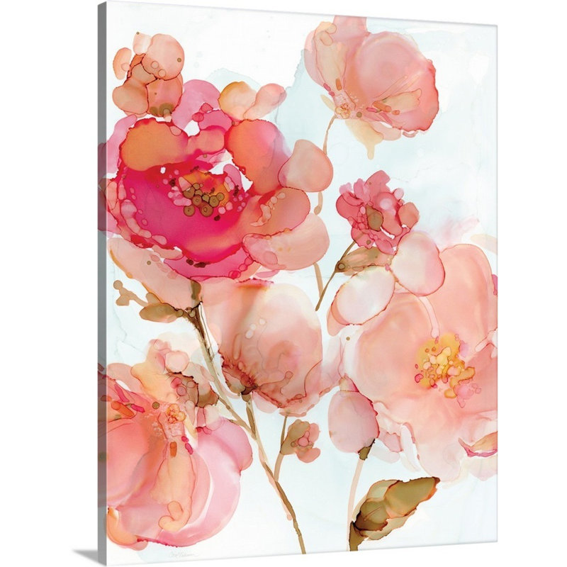 Pivoines vives - reproduction d'art sur toile, Toile tendue, H 30 po x l 24 po x P 1,25 po