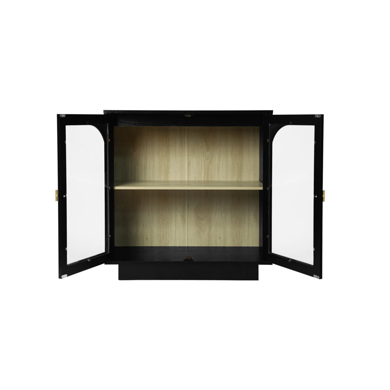 Armoire de rangement avec porte en acrylique pour le ménage - Panneau de particules noir résistant aux rayures et à l'eau Tablette réglable en stratifié antidérapant