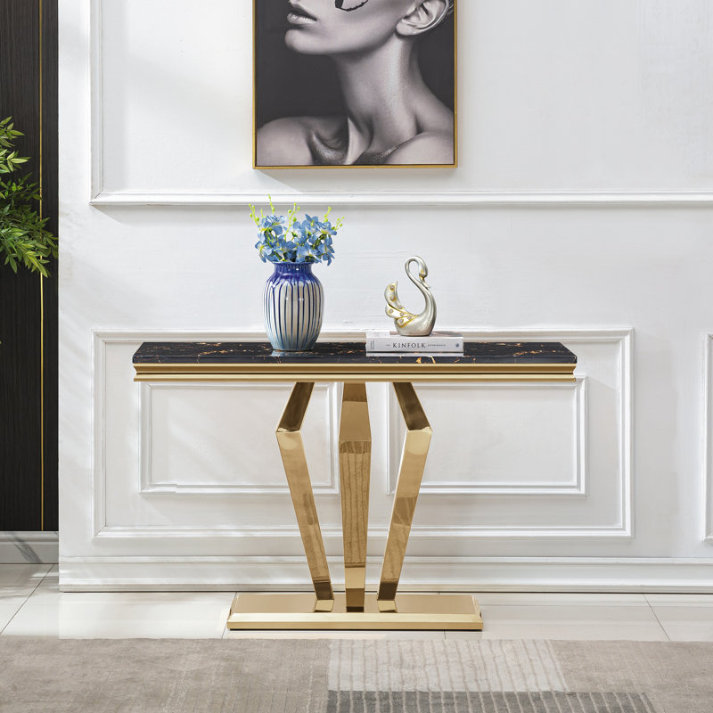 Console 46,85 po Bomen, Noir, Doré