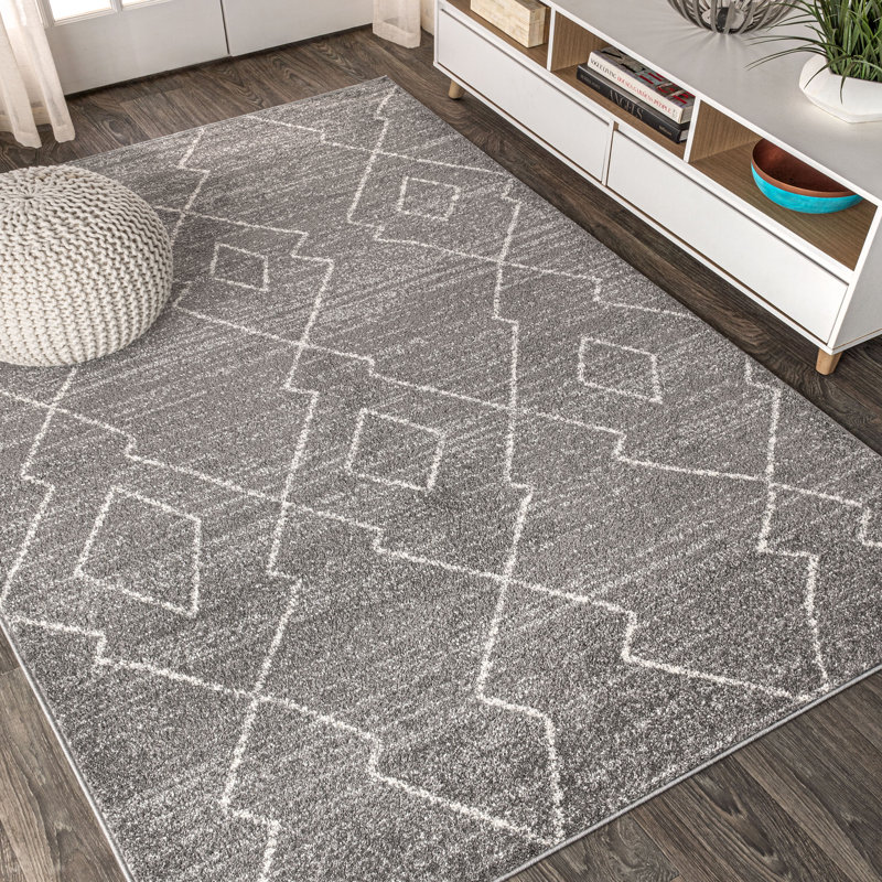 Bradsher Moroccan Beni Souk Gray/Cream Rug, Rectangle 5'3" x 7'7"