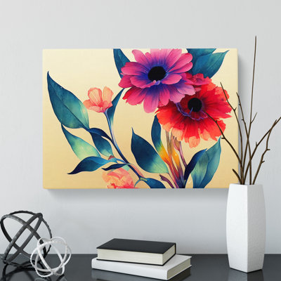 Showstopping Watercolour Flowers - Wrapped Canvas