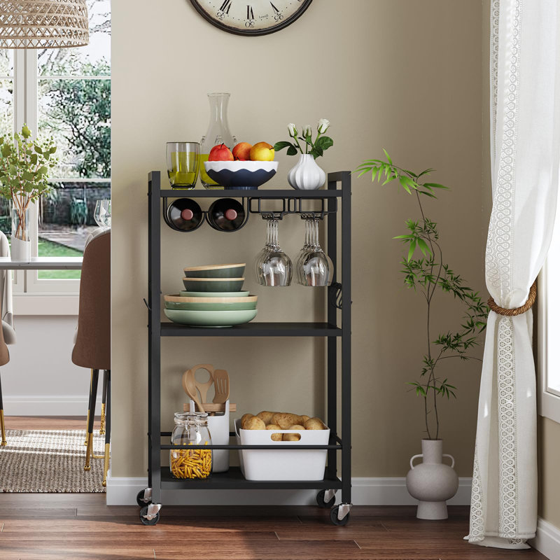 Metal Bar Cart, Matte Black