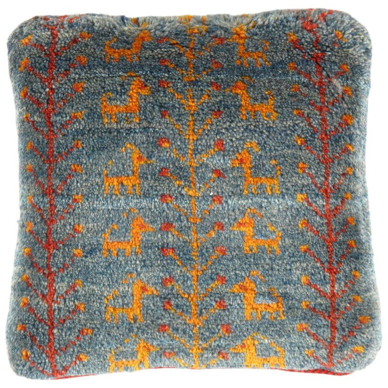 Coussin en Gabbeh fin noué à la main 15 po x 16 po