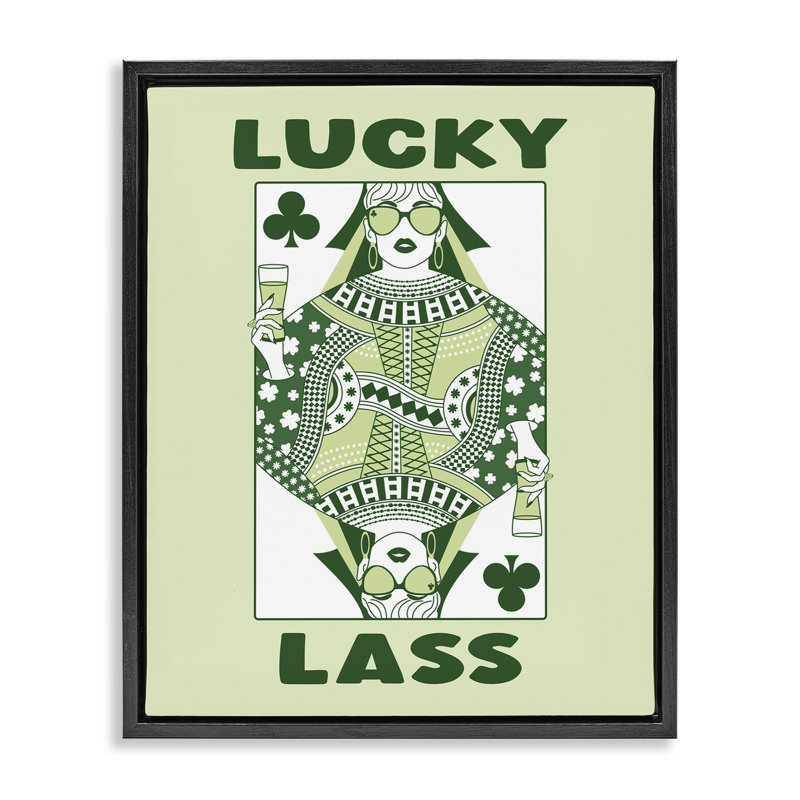 Cadre flottant Lucky Lass Club Card, design par JJ Design House LLC, H 21 po x l 17 po, Cadre flottant noir de jais