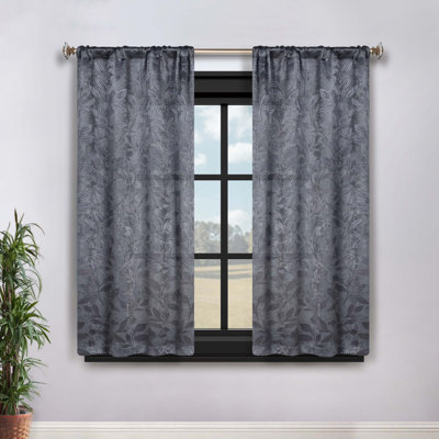 Finklea Floral Pattern Polyester Light Filtering/Room Darkening Rod Pocket Curtain Panels