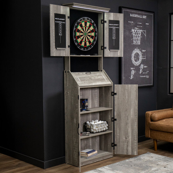 Accudart Standing LED Bristle Dartboard Cabinet Set