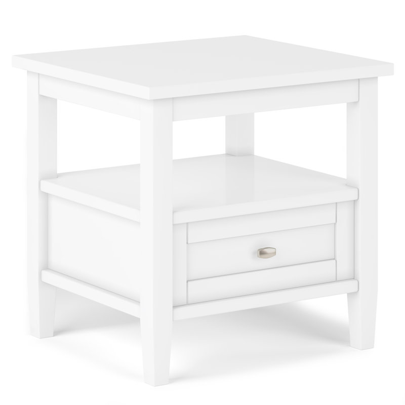 Table de bout moderne en bois massif de 20 po de largeur, Blanc