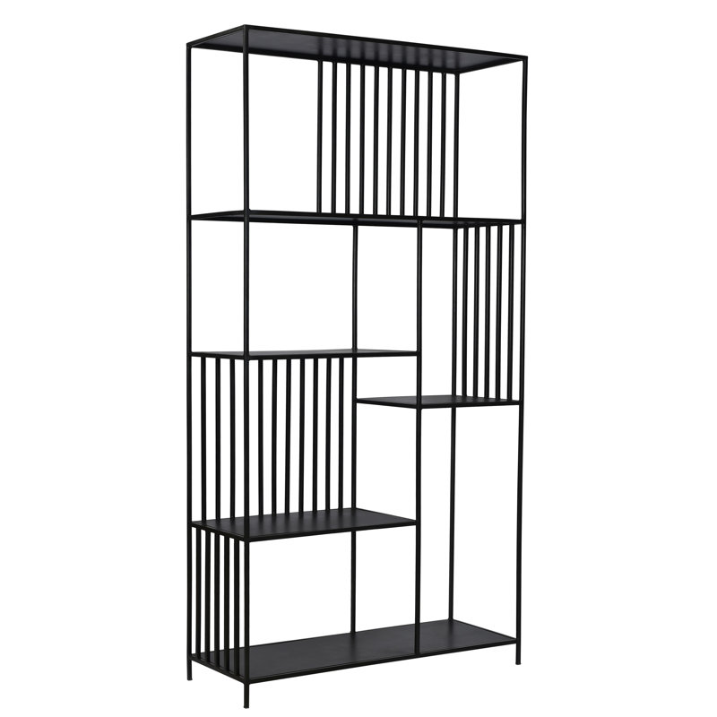 73" H x 39" W Ramar Iron 5-Tier Bookcase in Black Gunmetal