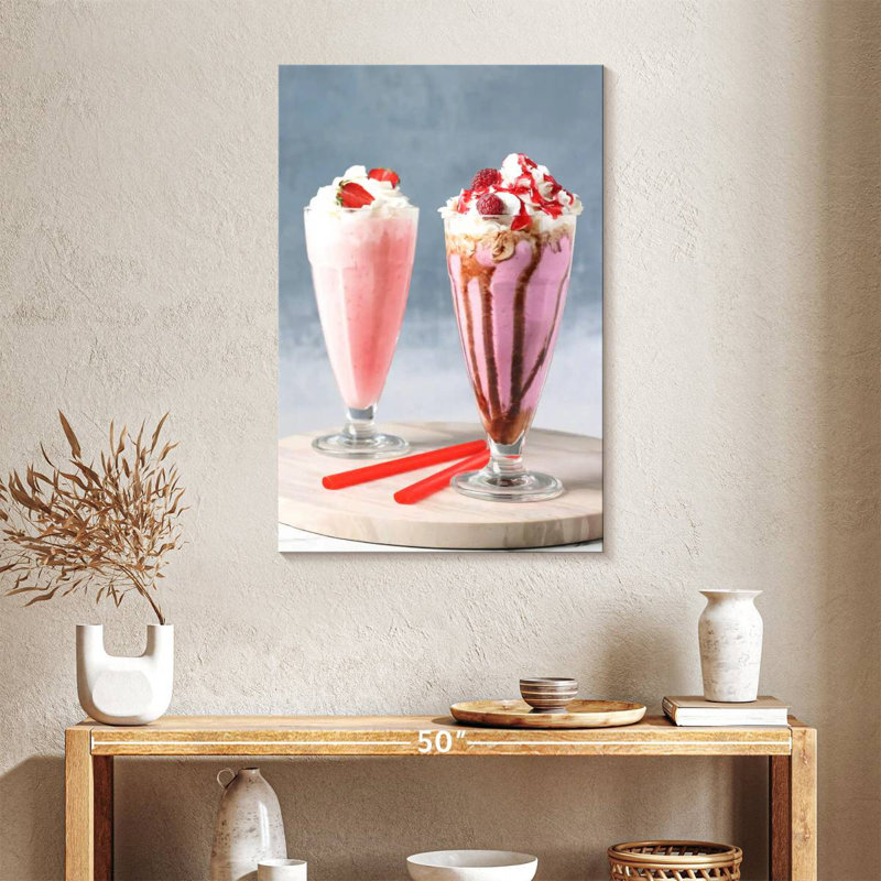 Yarlin Pink Berry Milkshakes, 36" H x 24" W