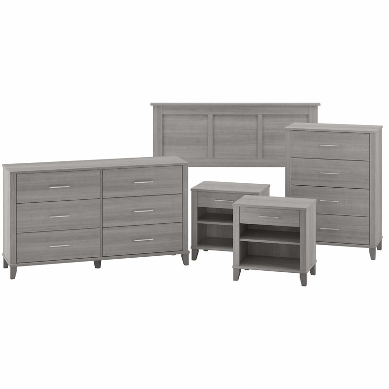 Ensemble de commode 5 pièces Giovanna, Gris platine