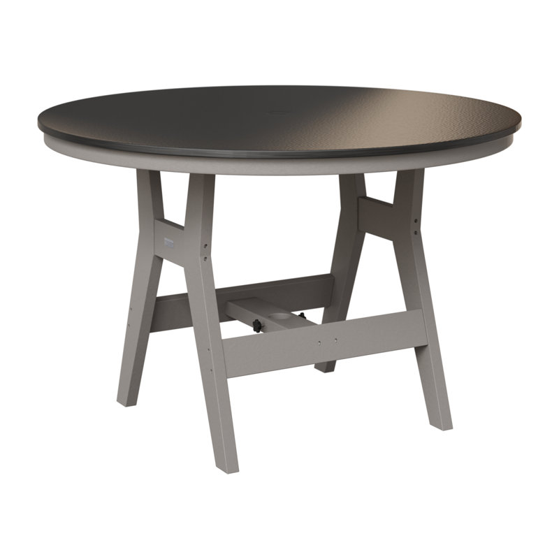 Table ronde à hauteur de comptoir 48 po Berlin Gardens Harbor, Gris clair, H 35,5 po x l 48 po x P 48 po, Noir martelé