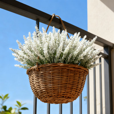 12 Pieces Outdoor Artificial Lavender, 13 Inch UV Resistant Simulated Greenery for Garden, Patio, Porch and Patio Decorative Greenery, White