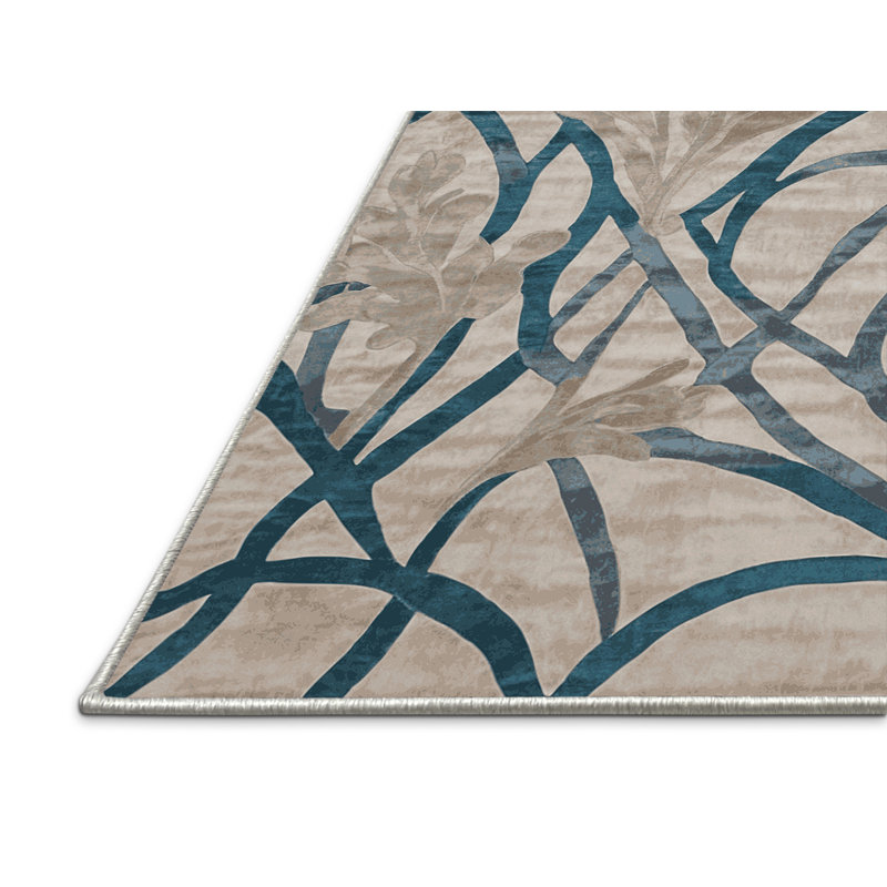 Tapis beige soyeux et moelleux, Carré 3 pi