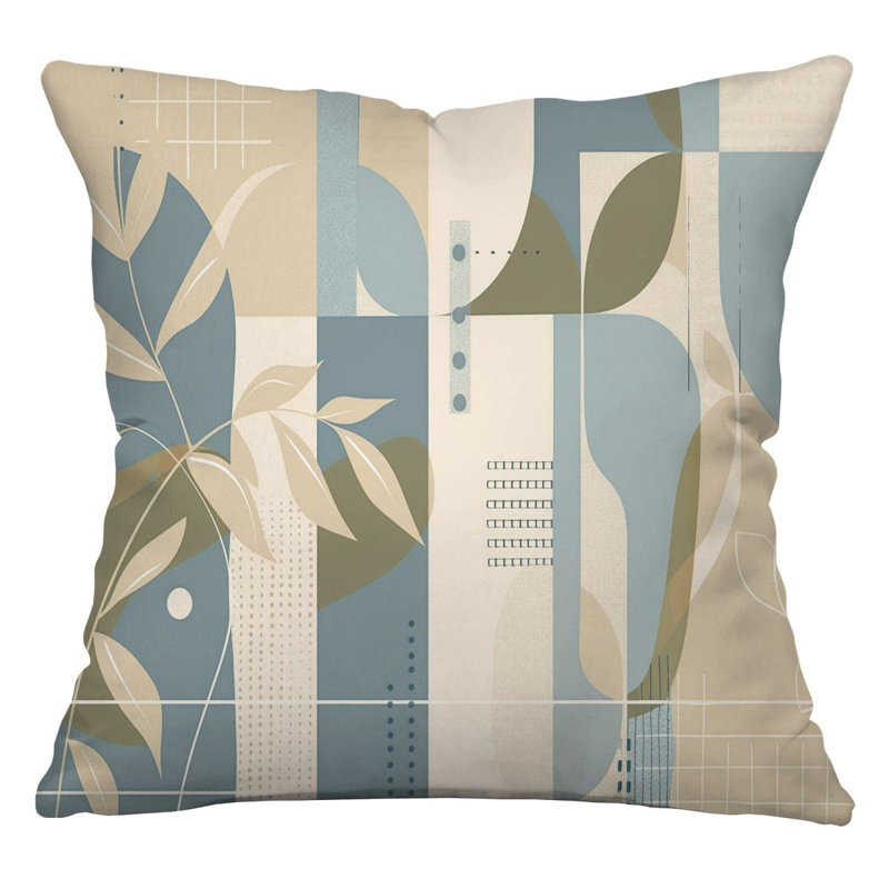 Coussin décoratif réversible à motif géométrique frais, H 16 po x l 16 po