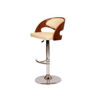 Swivel Upholstered Adjustable Height Counter Stool with Metal Frame