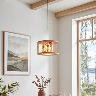 Bamboo-Woven Pendant Light