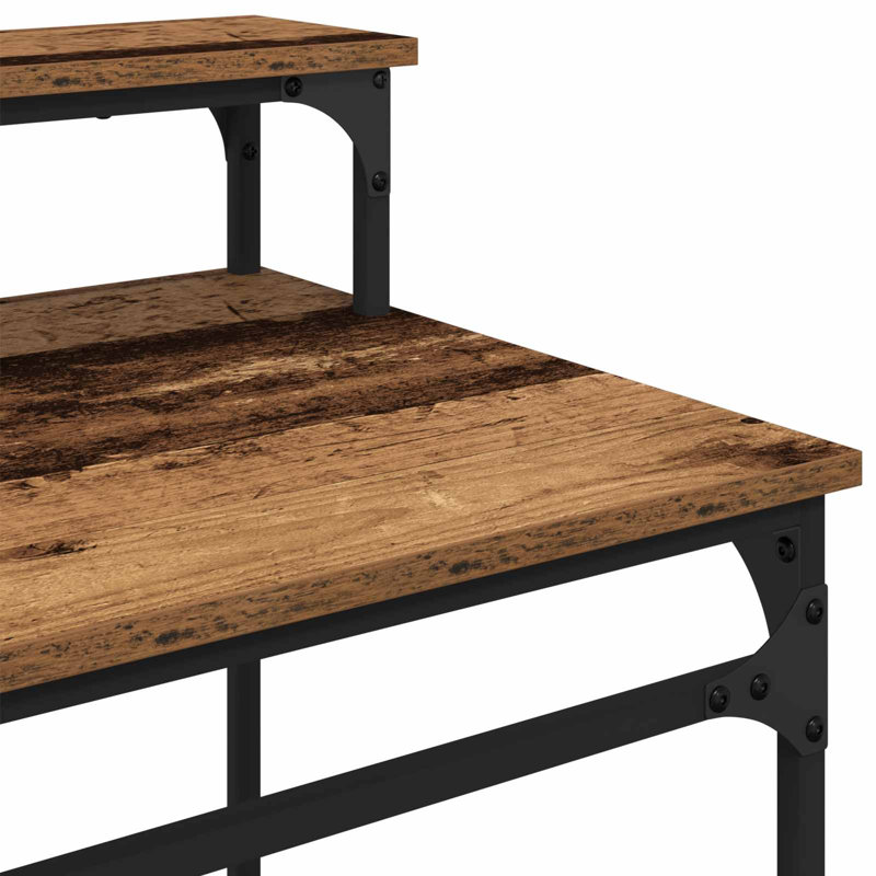 Metal Base Computer Desk, 90cm. H x 100cm. W x 50cm. D, Old Wood